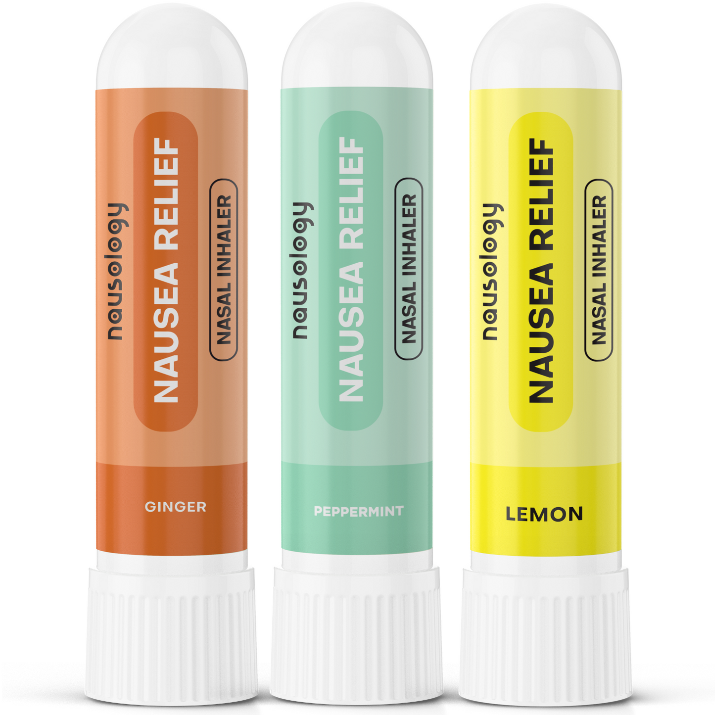 Nausology Aromatherapy Nasal Inhalers for Nausea Relief (Peppermint, Lemon, & Ginger)